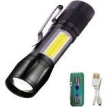 RRP £35 Set of 5 x Small LED Torch Rechargeable, 500 Lumens Super Bright Mini Torches LED with