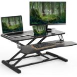 RRP £69.99 PUTORSEN 32 inch Standing Desk Converter, Height Adjustable Sit Stand Desk Converter
