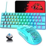 RRP £45.99 60% UK Layout Wired Gaming Keyboard and Mouse 62Keys Mini Compact Mechanical 19 Rainbow