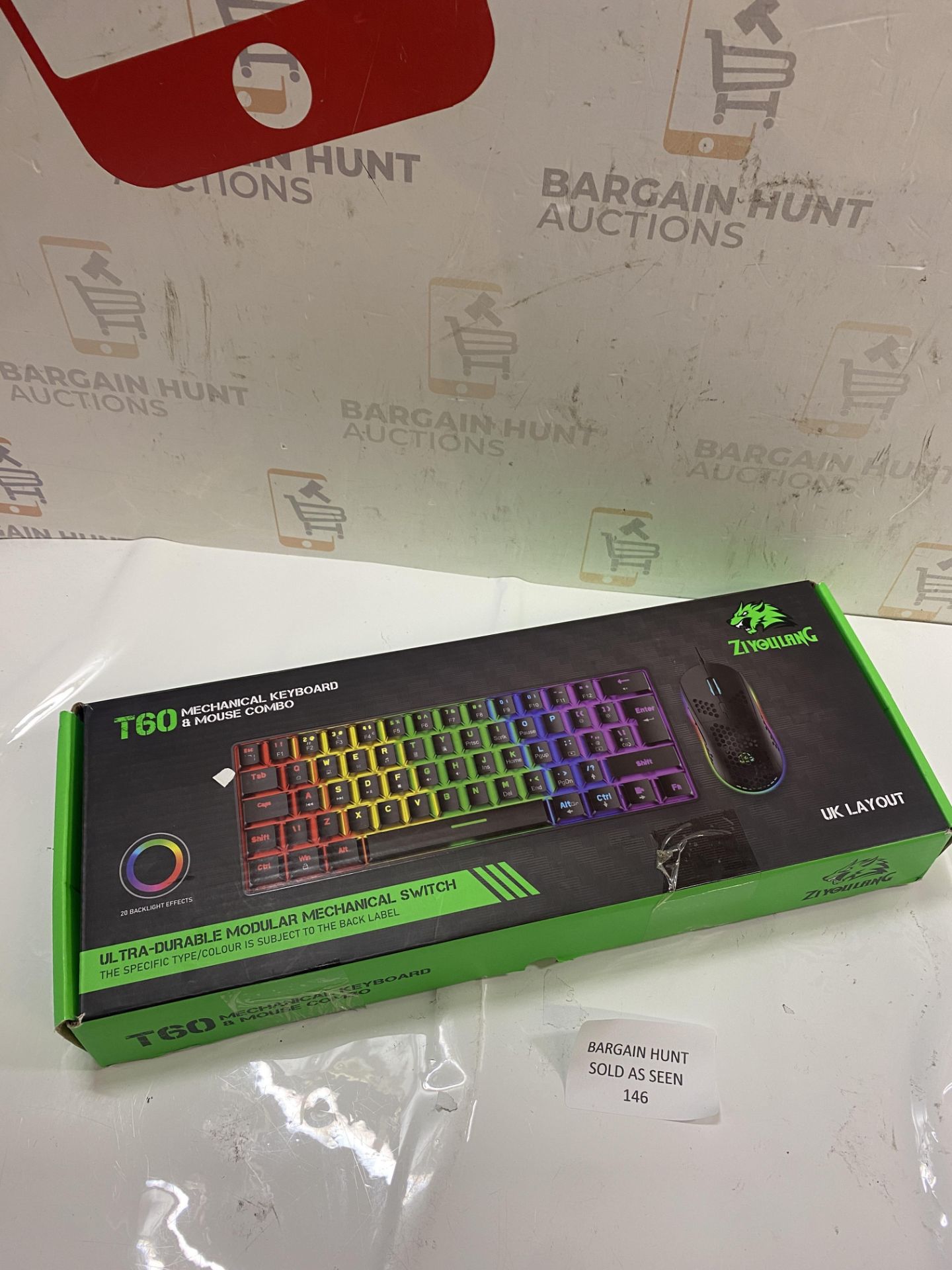 RRP £45.99 60% UK Layout Wired Gaming Keyboard and Mouse 62Keys Mini Compact Mechanical 19 Rainbow - Image 2 of 2