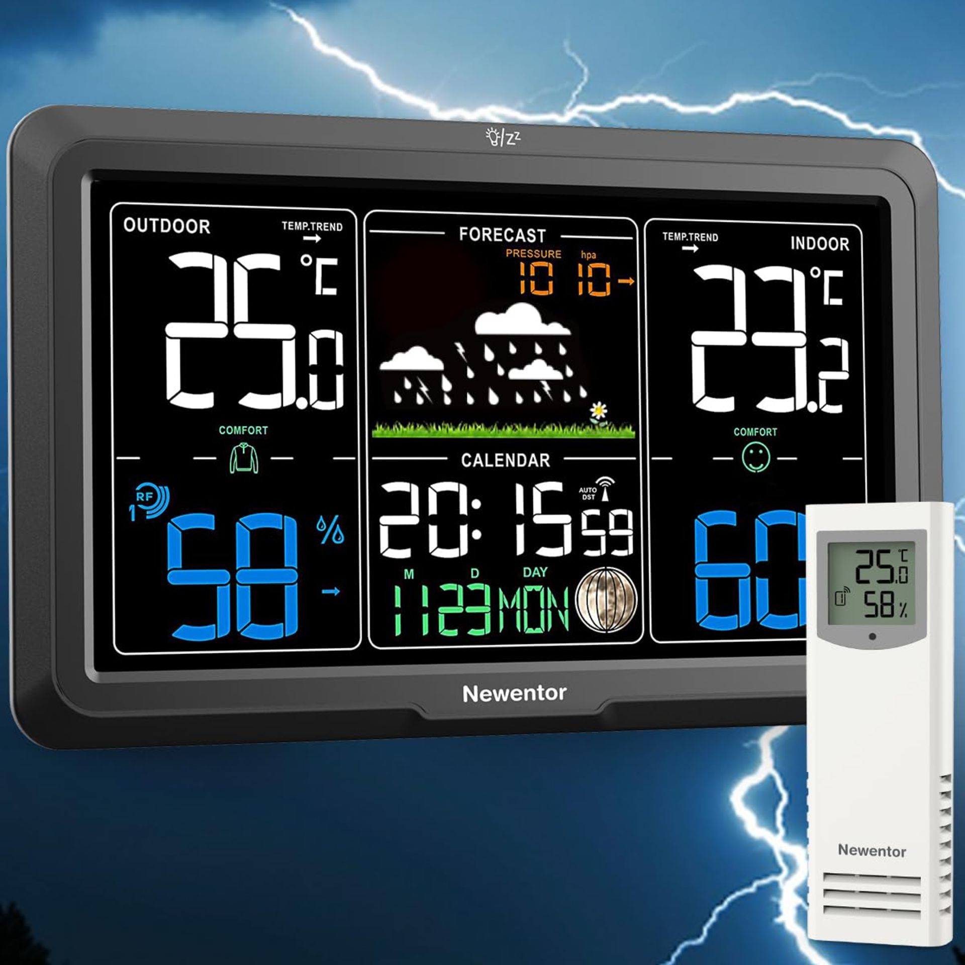 RRP £39.99 Newentor Wireless Weather Station with Outdoor Sensor, Indoor and Outdoor Temperature