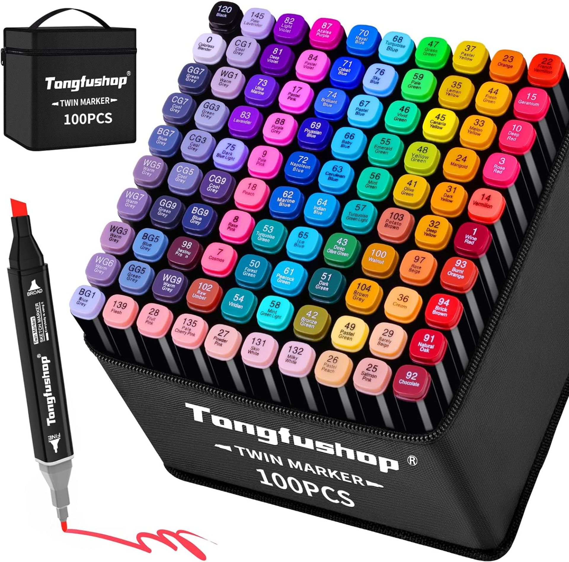 RRP £27.99 Tongfushop 100 Coloured Marker Set, Paint Pens, Colouring Pens for Kids & Adults, Dual