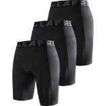RRP £65 Collection of LAFROI Men's Sports Wear, 3pcs Compression Fit Tights Shorts and 2 x Long