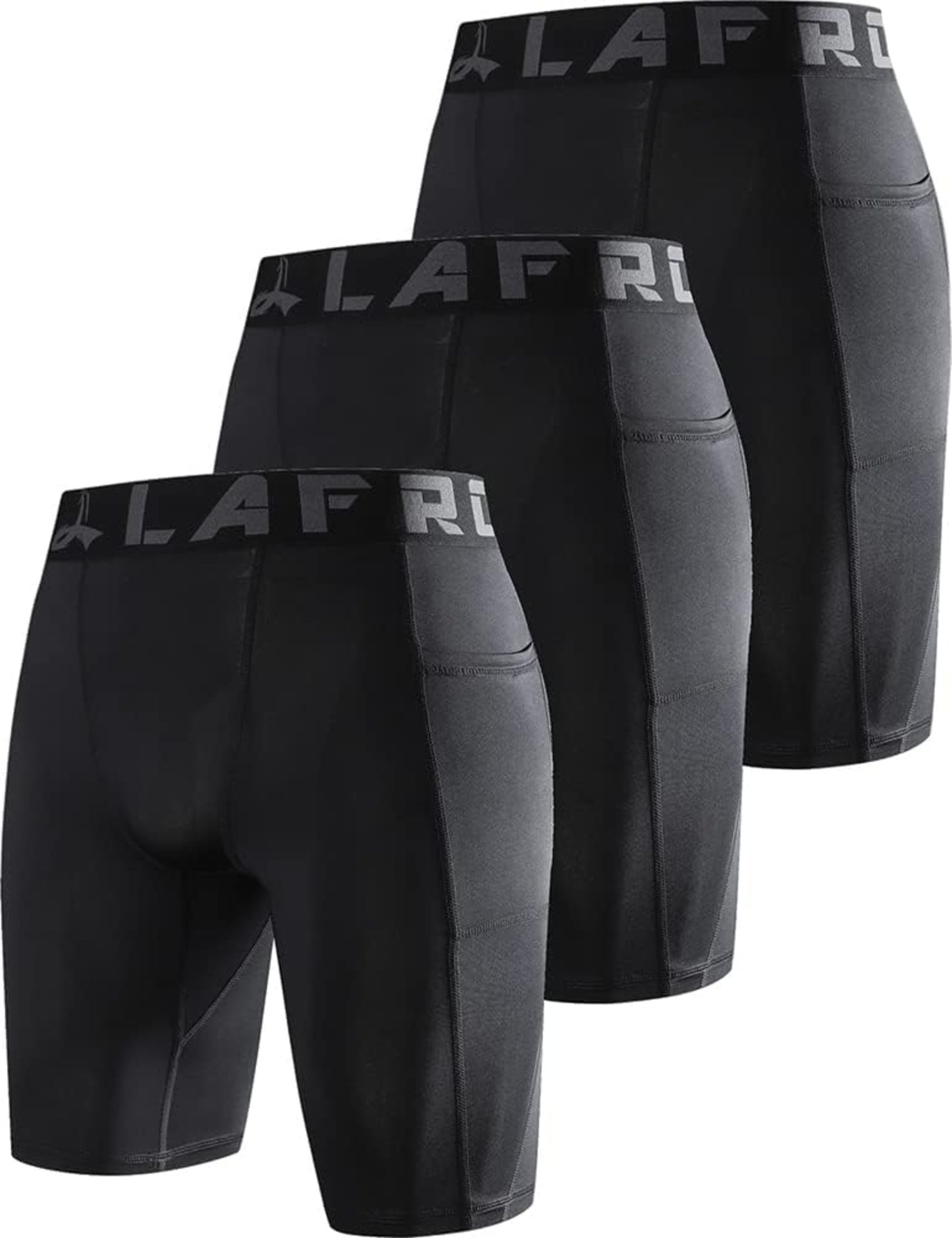 RRP £65 Collection of LAFROI Men's Sports Wear, 3pcs Compression Fit Tights Shorts and 2 x Long