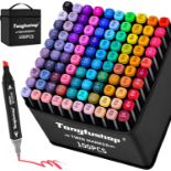 RRP £27.99 Tongfushop 100 Coloured Marker Set, Paint Pens, Colouring Pens for Kids & Adults, Dual