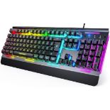 RRP £34.99 TECKNET Mechanical Gaming Keyboard, 15 RGB Backlit Mechanical Keyboard Wired, 105 Keys