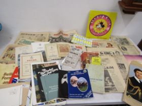 A collection of various ephemera inc Beezer comics, RAF items, 2012 Olympic memorabilia, newspapers,