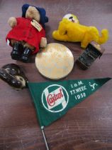 collectors lot- Vintage vesta case, Vogue compact, Paddington bear, Goebel bunny, Castrol flag