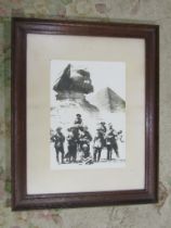 1920'S Photograph? of Egyptian pyramid and sphinx, framed and glazed 51cm x 64cm approx