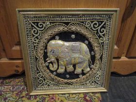 Framed sequin elephant picture 37cm x 37cm approx