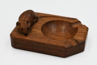 Mouseman - oak ashtray, canted rectangular form carved with a mouse signature, by the workshop of