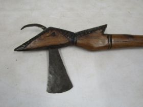 Shona axe with antelope head L64cm approx - please note we are unable to offer postage on this lot