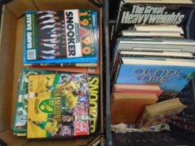 Two trays of mostly sports related books