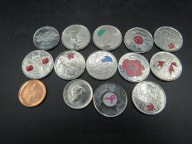 11 Canada coins with colour