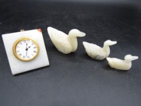 Onyx clock (5cmH) and graduating ducks