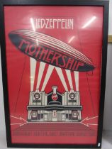 Led Zepplin 'Mothership' poster in frame 66x97