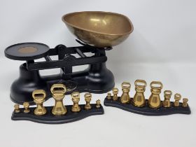 Salter Staffordshire Scales Brass Metric Churn weights and Imperial Bell Weights