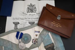 Masonic collection from Bro. S. T. Smith, Jeanne D'Arc Lodge, No.4168 to include a leather wallet