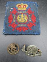 Rifle association patch, St Johns lapel badge and a cap badge