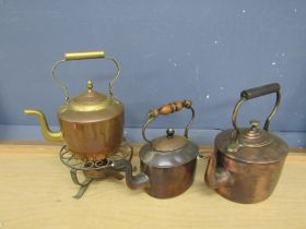 3 Copper kettles and warmer