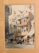 SIR ERNEST GEORGE, R.A. (1839-1922), "Fleet Street" watercolour, 1886, framed and glazed