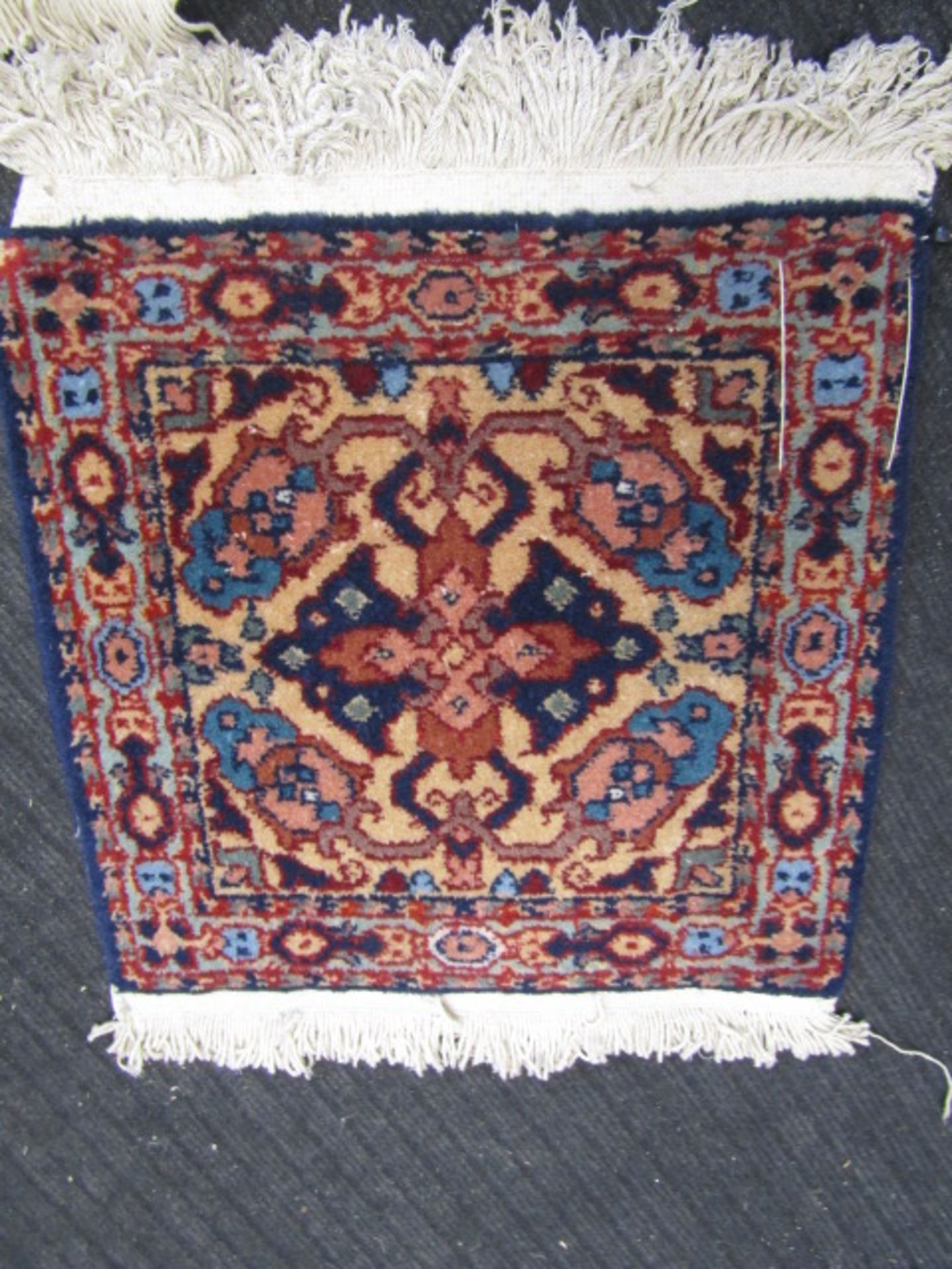 7 square wool Armenian carpet mats 44x42cm (excluding fringe) - Image 16 of 18