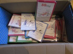 A box of new and sealed greeting cards