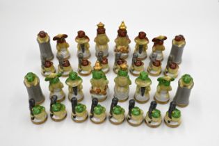 German porcelain chess set in the form of frogs by Ernst Bohne Albert Stahl & Co, stamped with a