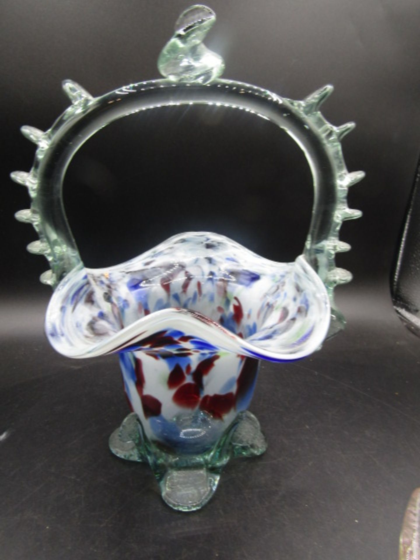 Multi coloured glass basket, glass pig and bird - Image 5 of 6