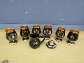 Prinknash pottery commemorative goblets and tankard etc