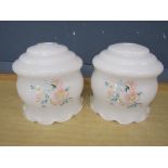 Pair of vintage hand painted glass lamp shades