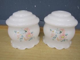 Pair of vintage hand painted glass lamp shades