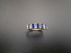 A 9ct gold 3g hallmarked ring with blue and white stones size K, 3g gross weight.