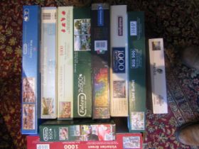 A box of jigsaw puzzles