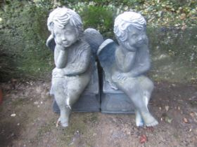 2 resin garden cherubs