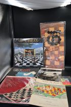 Chess collectors lot to include prints, calendars, jigsaw, figurines, assorted ephemera incl Spain
