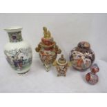 Oriental footed ginger jars and vases