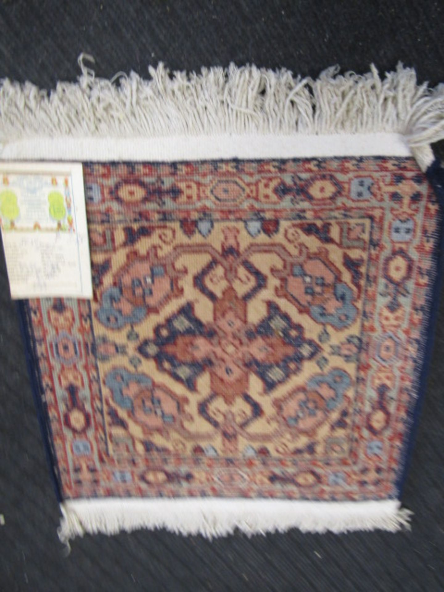 7 square wool Armenian carpet mats 44x42cm (excluding fringe) - Image 17 of 18