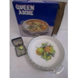 Queen Anne serving tray along with Aynsley ceramic hat pin