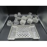 Art Deco glass dressing table set and other glassware