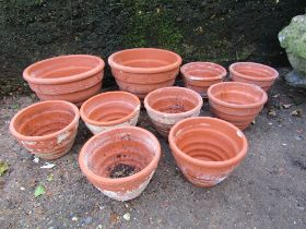 10 Terracotta garden pots. H22cm approx