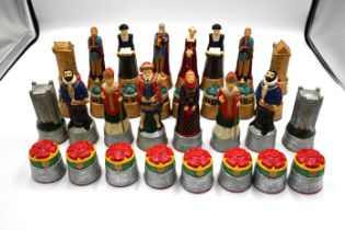 Scottish and English historical figures chess set, hand painted stone cast pieces featuring