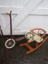 Vintage Triang scooter and rocking horse