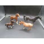 Beswick horses, pony and donkey.