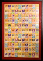 Pokemon TCG - Framed and mounted Uncut Fossil Holo Sheet. The framed uncut sheet featuring the