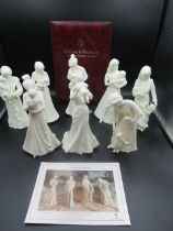 8 Royal Worcester (Compton & Woodhouse) blanc de blanc figurines sculpted by Glenis Devereux and