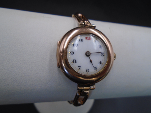 A vintage Rolex 9ct rose gold ladies coctail watch, with expanding band strap (9ct gold strap). - Image 8 of 9