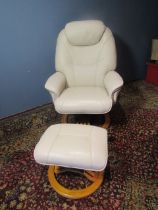 A Stressless style reclining chair with footstool  a few cat plucks/scratches to upholstery