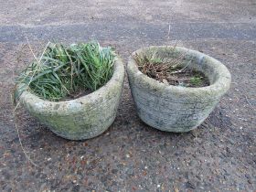 Pair of concrete garden pots