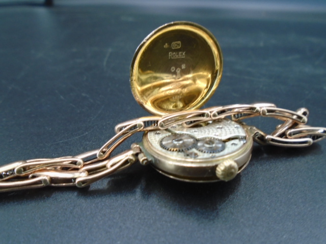 A vintage Rolex 9ct rose gold ladies coctail watch, with expanding band strap (9ct gold strap). - Image 6 of 9